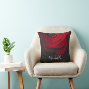 Anpassningsbar monogram röd ros vintage fotografi kudde