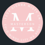 Anpassningsbar Monogram Rosa Circular Return-adres Runt Klistermärke<br><div class="desc">Anpassa med ditt Monogram. Ljus rosa och vit cirkulär adressetikett. All text är anpassade. Kontakta mig om du har frågor eller speciella förfrågningar.</div>