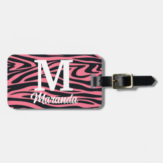 Anpassningsbar Monogram Rosa och svart Zebra Anima Bagagebricka