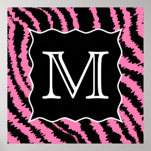 Anpassningsbar Monogram Rosa och svart Zebra tryck