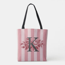 Anpassningsbar Monogram Rosa Ränder Kålrosor