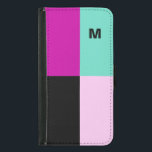 Anpassningsbar Monogram Rosa Turquise Modern Mobil Plånboksfodral För Samsung Galaxy S5<br><div class="desc">Contemporary, färgstark och tydlig är kännetecknen för den här telefonväskan. Framsidan av den här plånboksaffären med toppen-snyggt är uppdelad i fyra avsnitt i en attraktiv färg-blockdesign. Avsnitten är magenta, svart, turkos och rosa, vilket för varje dag ger en levande stänk i färg. Anpassa denna chic och trendig fodral med en...</div>