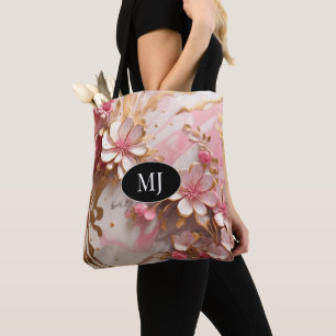 Anpassningsbar Monogram Rosa White Guld Blommigt T Tygkasse