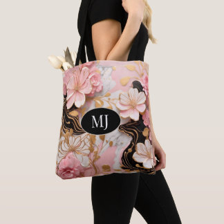 Anpassningsbar Monogram Rosa White Guld Blommigt T Tygkasse
