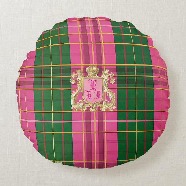 Anpassningsbar Monogram Round Dekorativ kudde (Framsidan)