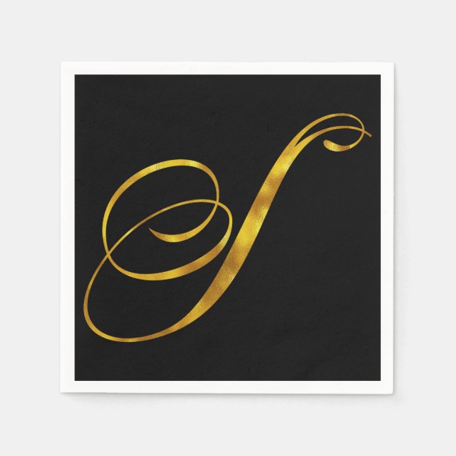 Anpassningsbar Monogram S Faux Gold Foil Monogram  Pappersservett (Framsidan)