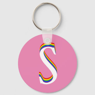 Anpassningsbar Monogram S LGBTQ Gay pride Rainbow  Nyckelring