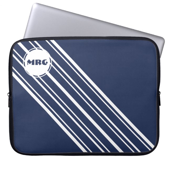 Anpassningsbar Monogram Sapphire Blue med White Ra Laptop Fodral (Framsidan)