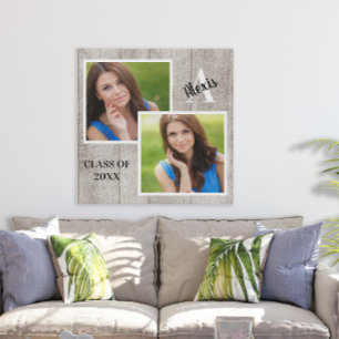 Anpassningsbar Monogram Senior Porträtt Rustic Col Poster