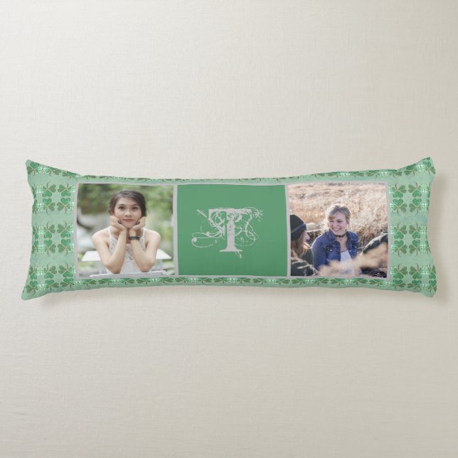 Anpassningsbar Monogram Shabby chic Shamrocks 2 Fo Kroppskudde (Framsidan)