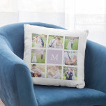 Anpassningsbar Monogram Simple White Square Photo  Kudde<br><div class="desc">Monogram vit kudde med 8 kvadratiska bilder som är ordnade i en rutnätslayout på fram- och baksidan skapar det totalt 16 foton som du kan ersätta med egna foton. Du kan också lägga till din familjeferminal för monogrammet och ändra bakgrunden färg i monogramrutan genom att klicka på "anpassa" och ändra...</div>
