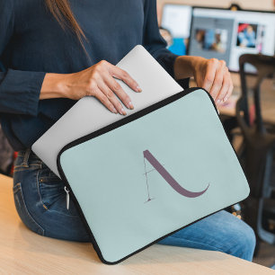Anpassningsbar Monogram-skript - inledande mjuk bl Laptop Fodral