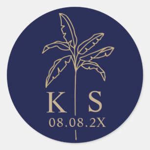 Anpassningsbar Monogram Spara datum Logotyp Klassi Runt Klistermärke