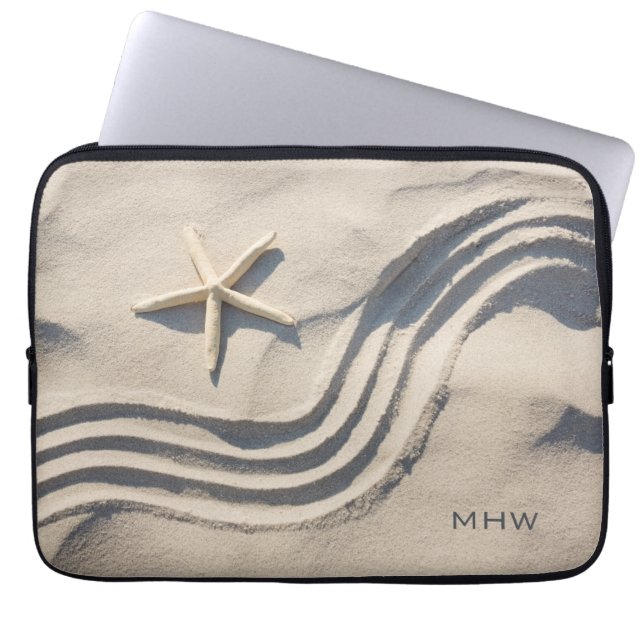 Anpassningsbar monogram Starfish laptop sleeve (Framsidan)