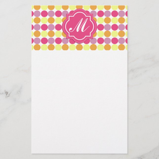 Anpassningsbar Monogram Stationery Färga punkter a Brevpapper (Framsida)