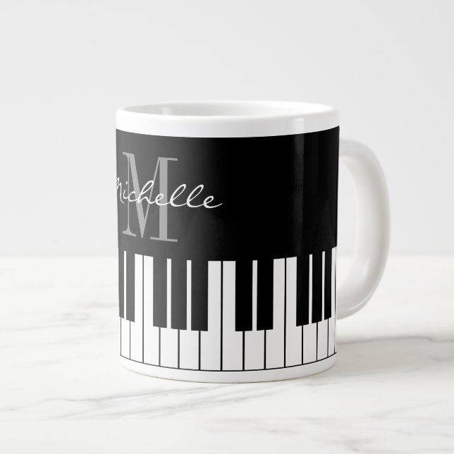 Anpassningsbar monogram stora jumbo mugg för piano (Framsida höger)