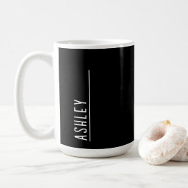 Anpassningsbar monogram, svart ny linje kaffemugg
