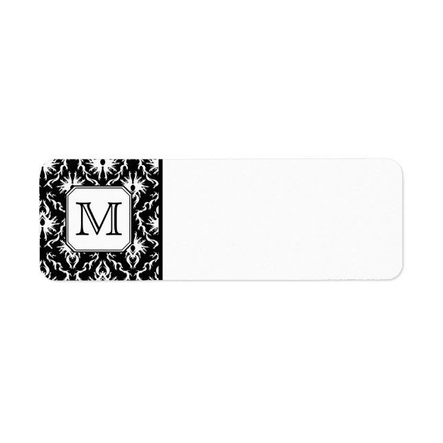 Anpassningsbar Monogram. Svart och vitt skugga. Returadress Etikett (Framsidan)