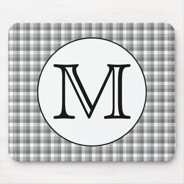  Anpassningsbar Monogram. Svarta och vita med Gråt Musmatta (Framsidan)