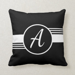 Anpassningsbar Monogram svartvitt Kudde