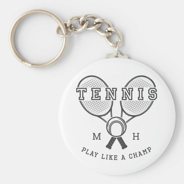 Anpassningsbar monogram TENNIS-nyckelringar Nyckelring (Framsidan)
