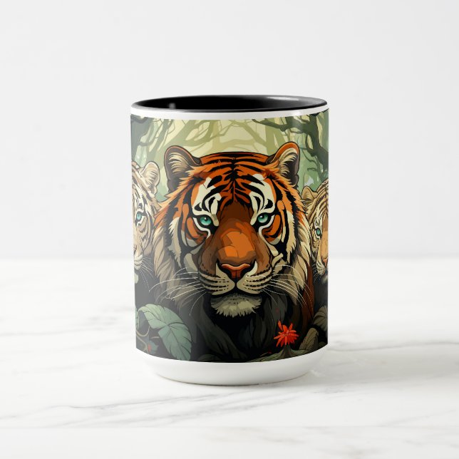 Anpassningsbar Monogram Tigers Illustration Mugg (Center)
