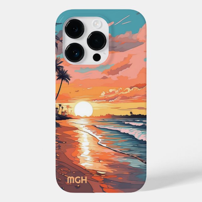 Anpassningsbar Monogram Tropical Beach Sunset (Baksida)