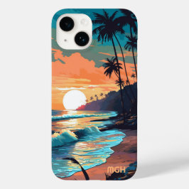 Anpassningsbar Monogram Tropical Beach Sunset