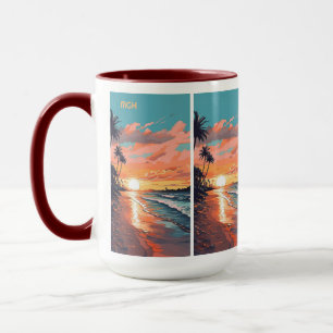 Anpassningsbar Monogram Tropical Beach Sunset Mugg