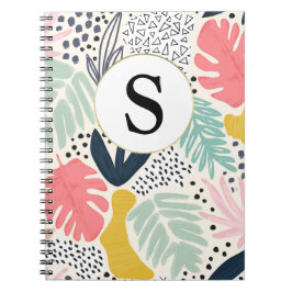Anpassningsbar Monogram Tropical Mönster Notebook Anteckningsbok