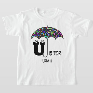 Anpassningsbar monogram U för Parbrella Söta namn T Shirt