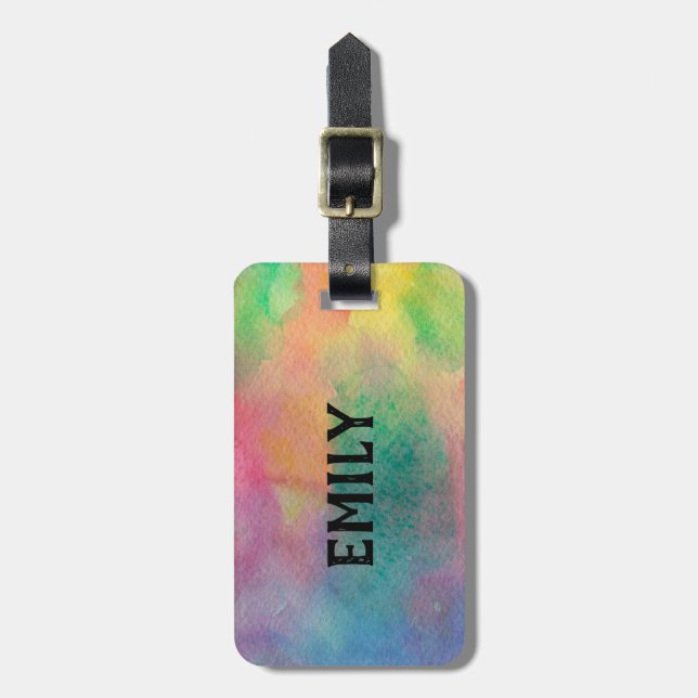 Anpassningsbar Monogram vattenfärger Bakgrund Bagagebricka (Vertikal Framsida)