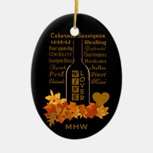 Anpassningsbar Monogram Vin Älskare ornament