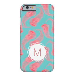 Anpassningsbar Monogram Vintage Rosa Jellyfish iph Barely There iPhone 6 Skal