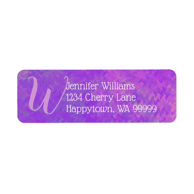 Anpassningsbar Monogram Violet Marcular Art Retura Returadress Etikett (Framsidan)