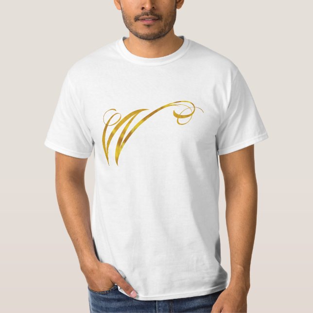 Anpassningsbar Monogram W faux Gold Foil Monogram  T-shirt (Framsida)