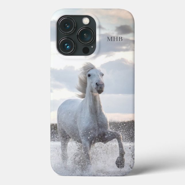 Anpassningsbar Monogram White Horse - telefonfall (Baksida)