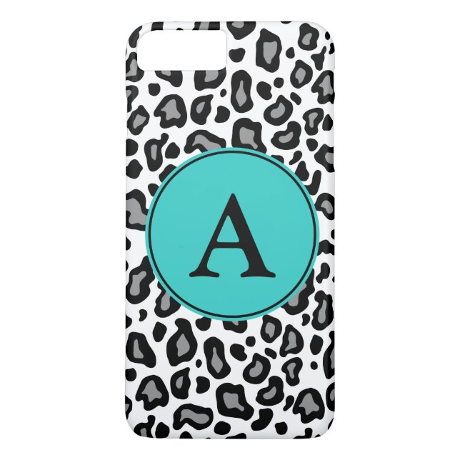 Anpassningsbar Monogram White Leopard iPhone Plus  Case-Mate iPhone Skal (Baksida)