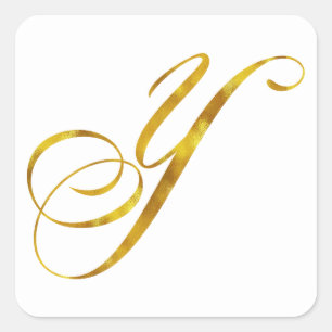Anpassningsbar Monogram Y Faux Gold Foil Monogram  Fyrkantigt Klistermärke