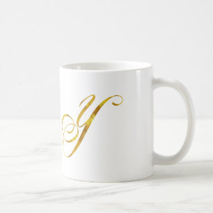 Anpassningsbar Monogram Y Faux Gold Foil Monogram Kaffemugg