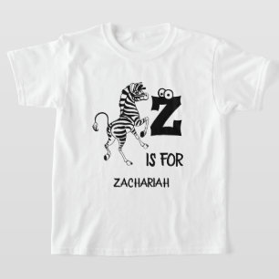 Anpassningsbar monogram Z är för zebra-söt afrikan T Shirt