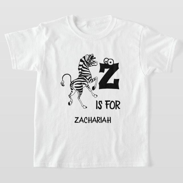 Anpassningsbar monogram Z är för zebra-söt afrikan T Shirt (Laydown)