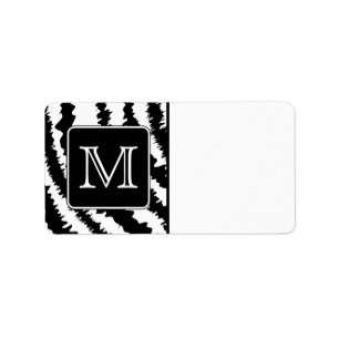 Anpassningsbar Monogram, Zebra mönstrad djurtryck Adressetikett