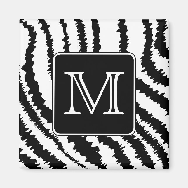 Anpassningsbar Monogram, Zebra mönstrad djurutskri Magnet (Framsidan)