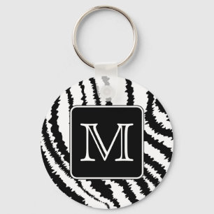 Anpassningsbar Monogram, Zebra mönstrad djurutskri Nyckelring