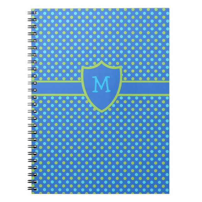 Anpassningsbar Monogrammad bärbar dator: Blue Polk Anteckningsbok (Framsidan)