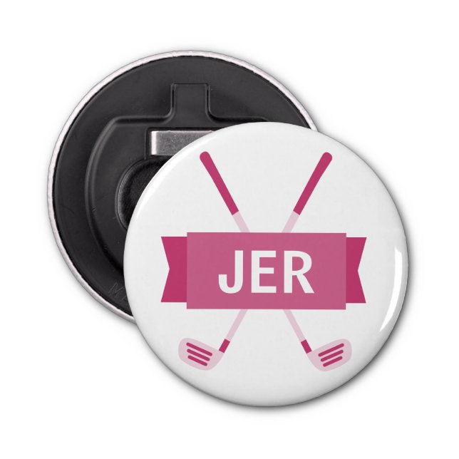 Anpassningsbar Monogrammad Crossed Klubb Rosa Dam  Flasköppnare (Framsidan)