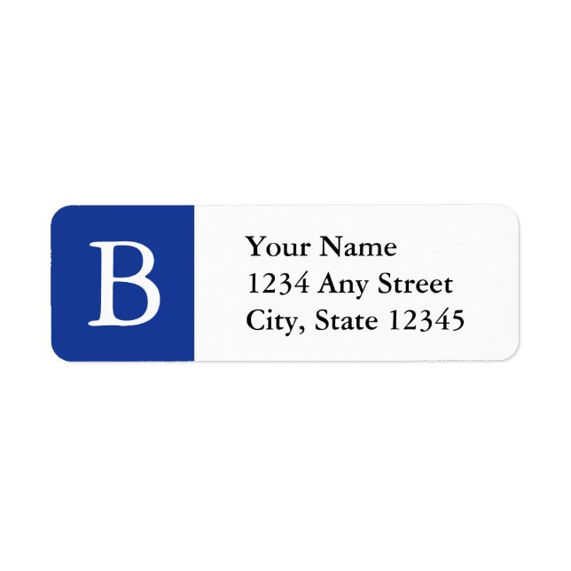 Anpassningsbar Monogrammed Adressetiketter blå och Returadress Etikett (Framsidan)