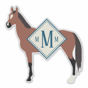 Anpassningsbar Monogrammed Bay Akhal Teke Horse Si Klistermärken