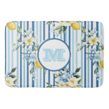 Anpassningsbar Monogrammed Blommigt Lemon Bath Mat